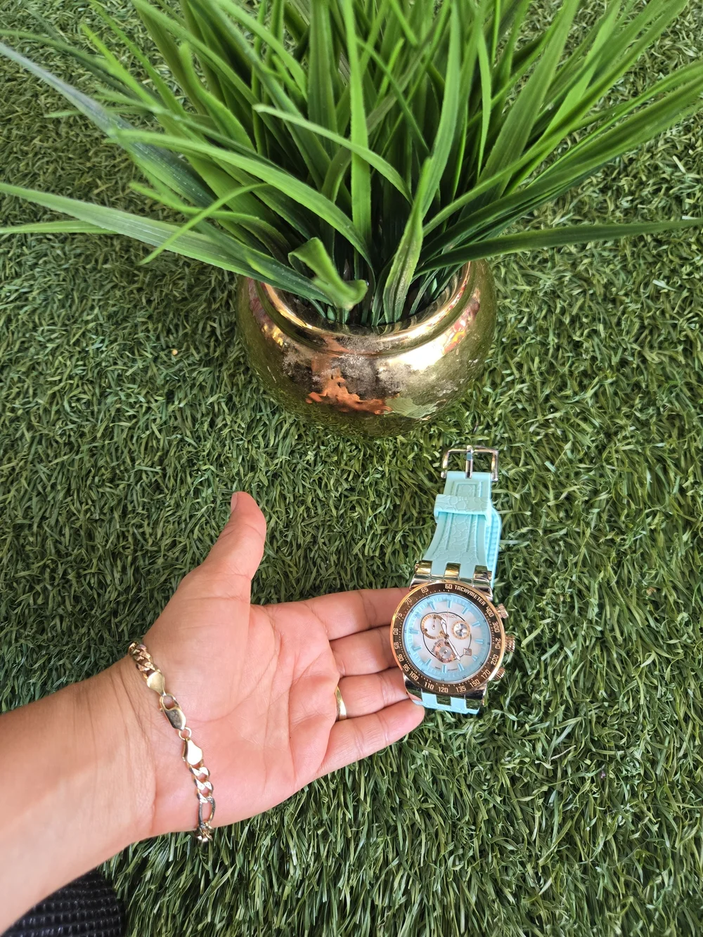 Mulco Aqua Blue Dial Chronograph with Rose Gold Bezel